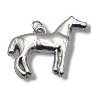 Vintage Silver Tone Standing Horse Pendant Charm